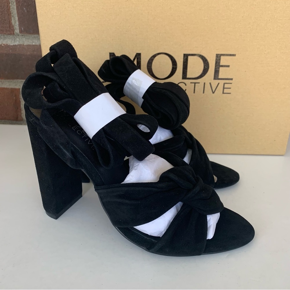 The Mode Collective black suede block heel sandals EU 36 US 6 M NEW